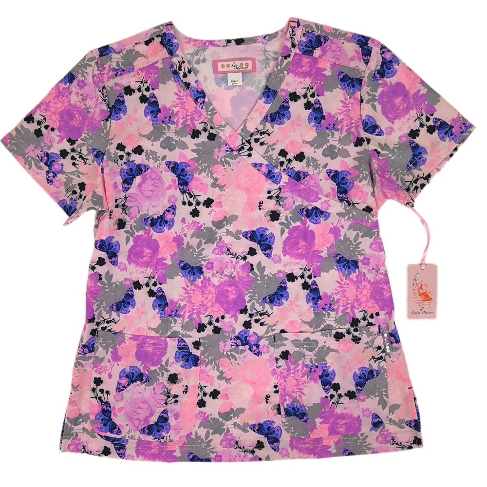 Koi Scrub Top 393PR-VVB Velvet Butterfly Kristen